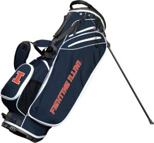 Team Golf NCAA Illinois Birdie Stand Golf Bag, Lightweight, 14-Way Club Divider, Spring Action Stand, Insulated Cooler Pocket, Velcro Glove and Umbrella Holder & Padded Handles
