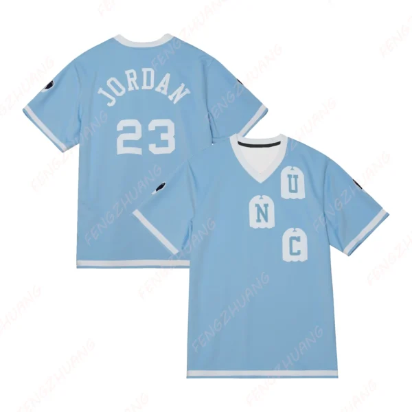 Men's Carolina Blue North Carolina Tar Heels 1983/84 Shooting Shirt - Juniors Summer Classic Loose Jersey T-Shirt - Image 3